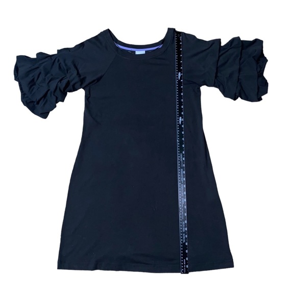 ViVi By Violet Weekend Ruffle Puff Sleeve Charcoal Black Dress 100% Cotton S - Picture 12 of 15